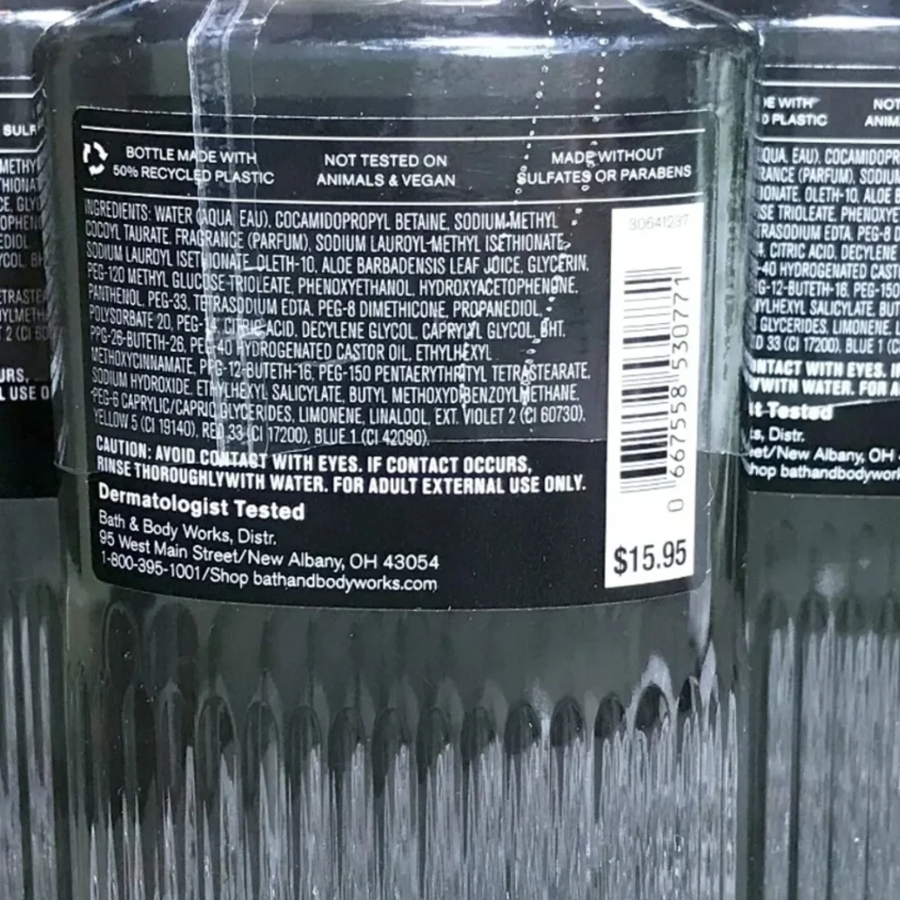 Bath & Body Works Black Tie 3-in-1 Face Body Wash Men's New Full Size
